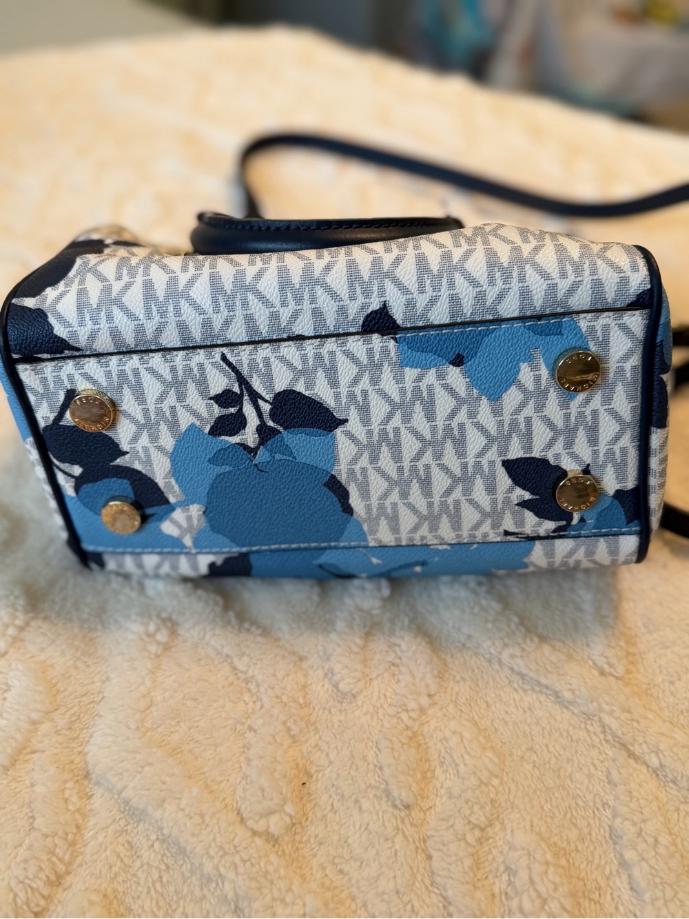 Michael Kors Blue Floral MK Logo Crossbody Bag - Picture 4 of 4